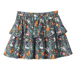 Beebay Girls Floral Printed Layered Flared Skirt-picture-9
