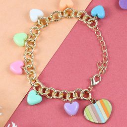 Asthetika Kids Girls Gold-Plated Hearts Charm Bracelet-image-24