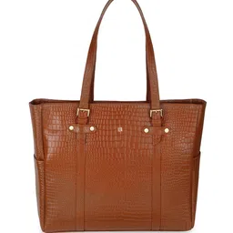Tortoise AVRIL Textured Leather Structured Shoulder Bag with Cut Work image 1