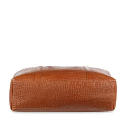 Tortoise AVRIL Textured Leather Structured Shoulder Bag with Cut Work image 4