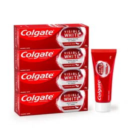 Colgate Set of 4 Visible White Enamel Safe Sparkling Mint Whitening Toothpaste - 100g Each image 1