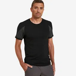 kimjaly Men's Seamless Second Skin Yoga T-Shirt - Black-picture-31