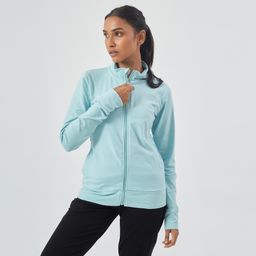 Women's Sweatshirt Jacket With Pocket For Gym 100-Light Blue-image-11