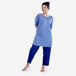 Crew Neck Soft Yoga Women's Kurti - Comet Blue-image-27