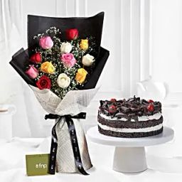 Young Love Colourful Bouquet Black Forest Cake-23