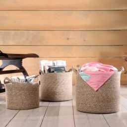pano Beige Polypropylene 52 Ltr (3Pcs) Storage Basket-picture-23