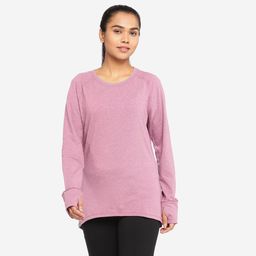 Long-Sleeved Gentle Yoga Cotton T-Shirt - Purple-image-87