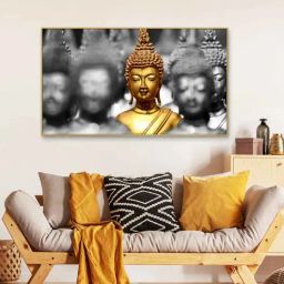 dekorstation Buddha Gold & Grey Canvas Art Print-picture-30