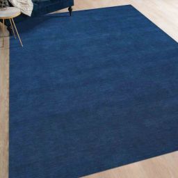 Blue Solid Wool 4 ft x 6 ft Hand Woven Carpet by Saraswati Global-picture-15