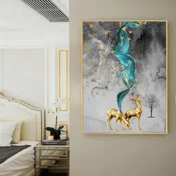 art street Modern Deer Multicolour Synthetic Wood Wall Art-picture-44