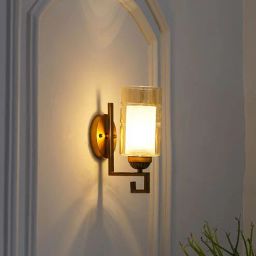kapoor lampshades Barbour Glass Wall Mounted Uplight Sconce (Gold)-picture-40