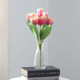 arick decor Tulip Peach Plastic Artificial Plant-picture-1