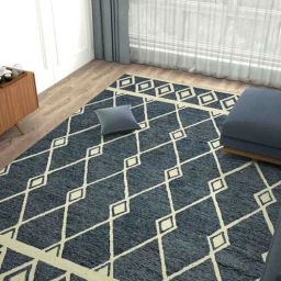 Blue Geometric Wool 5 ft x 8 ft Hand Tufted Carpet by Saraswati Global-picture-37