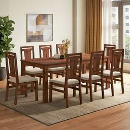 urban ladder Arlo Teak Wood 8 Seater Dining Table With Tessa Dining Chairs Set-picture-14
