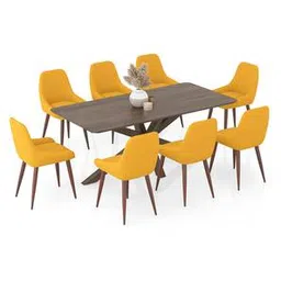 urban ladder Anderson Solid Wood 8-Seater Dining Table with Rickman Lounge Chair Set-picture-2