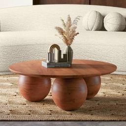 urban ladder Takai Round Solid Wood Coffee Table in Red Cedar Finish-picture-38