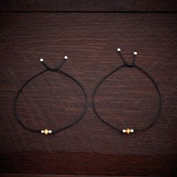 Kushal's Fashion Jewellery Set Of 2 Gold-Plated 92.5 Pure Silver Beaded Anklet-1