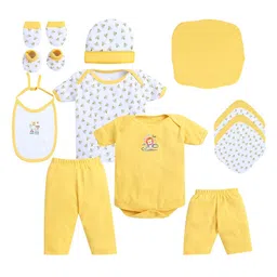 EIO Infants 13-Pcs Yellow & White Printed Pure Organic Cotton Baby Apparel Gift Set-32