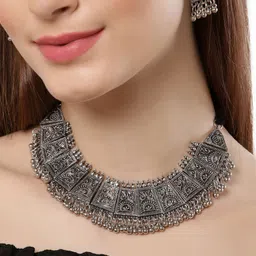 Shining Diva Oxidised Silver-Plated Jewellery Set-image-50