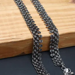 Ozanoo Silver-Plated Oxidised Anklet-image-17