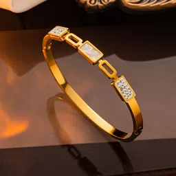 Designs & You Women Rose Gold-Plated Mother of Pearl Bangle-Style Bracelet-31