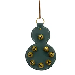 Hind Decor Dark Green Iron Handcrafted Hanging Christmas Snowman With Bells-16