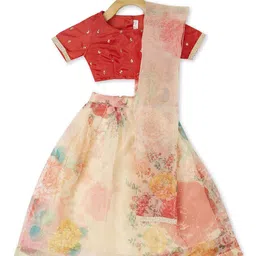 PICCOLO Girls Red & Beige Printed With Embellished Ready to Wear Lehenga & Choli-13