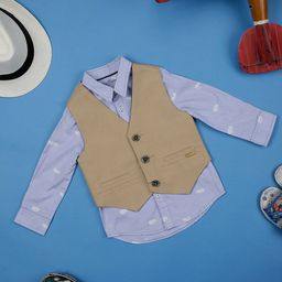 One Friday Infant Boys Pure Cotton V-Neck Waistcoat With Shirt-59