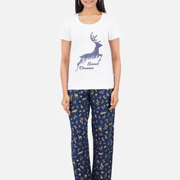 PRIDE APPAREL Women White Printed Pure Cotton Night suit-picture-58