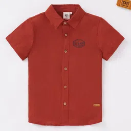 Ed-a-Mamma Boys Rust Solid Casual Shirt-image-98