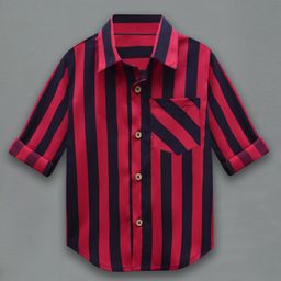 A T U N Boys Red Classic Regular Fit Striped Casual Shirt-image-109