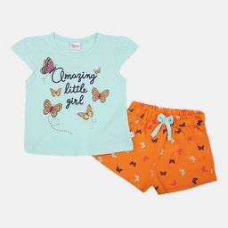 V-Mart Girls Printed Pure Cotton T-shirt with Shorts-picture-8