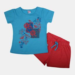 V-Mart Girls Pure Cotton Printed T-shirt With Shorts-image-129