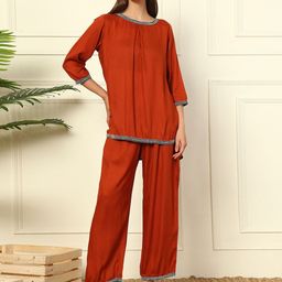 DEEBACO Embroidered High Low Tunic With Palazzos-picture-22