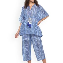 Rhe-Ana Nargis Printed Top With Trousers & Scarf-image-78