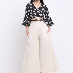 SiaVira Women Beige & Black Floral Printed Co-Ord Set-image-51