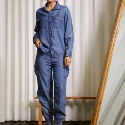 SANSKRUTIHOMES Shirt Collar Denim Shirt With Joggers-picture-51