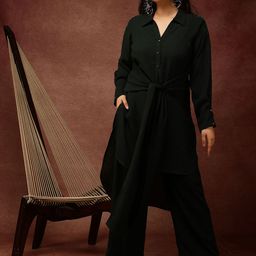 Ranng Embellished V-Neck Top With Trouser-image-89
