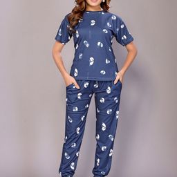 vj fashion Conversational Printed Round Neck Night Suit-image-87