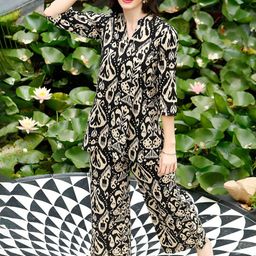 GoSriKi Printed Mandarin Collar Tunic With Palazzo-picture-48