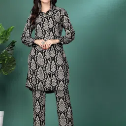 Nayam By Lakshita Printed Shirt Collar Neck Tunic & Flared Palazzo-image-66