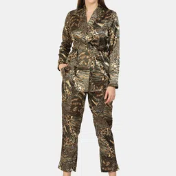 bellamia Women Animal Printed Wrap Top With Trouser-image-25