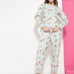 Ziva Fashion Printed Round Neck T-Shirt & Flared Joggers Co-Ords-picture-30