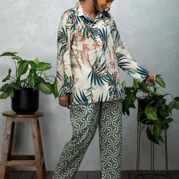 Rhe-Ana Women Pure Cotton Printed Shirt & Trousers-image-39