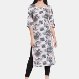 Enchanted Drapes Women Grey Floral Printed Kurta-image-62
