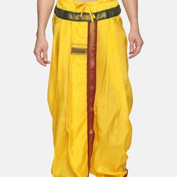 Sethukrishna Men Yellow & Red Readymade Dhoti-6