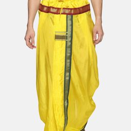Sethukrishna Men Yellow & Green Solid Readymade Dhoti Pant-image-61