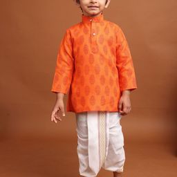 SHIWAM ETHNIX Boys Ethnic Motifs Printed Regular Kurta with Dhoti Pants-44