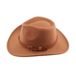 The Tie Hub Brown Solid Fedora Hat-image-26