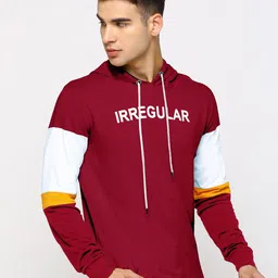 JUMPCUTS Men Colourblocked Hooded Slim Fit Cotton T-shirt-image-12